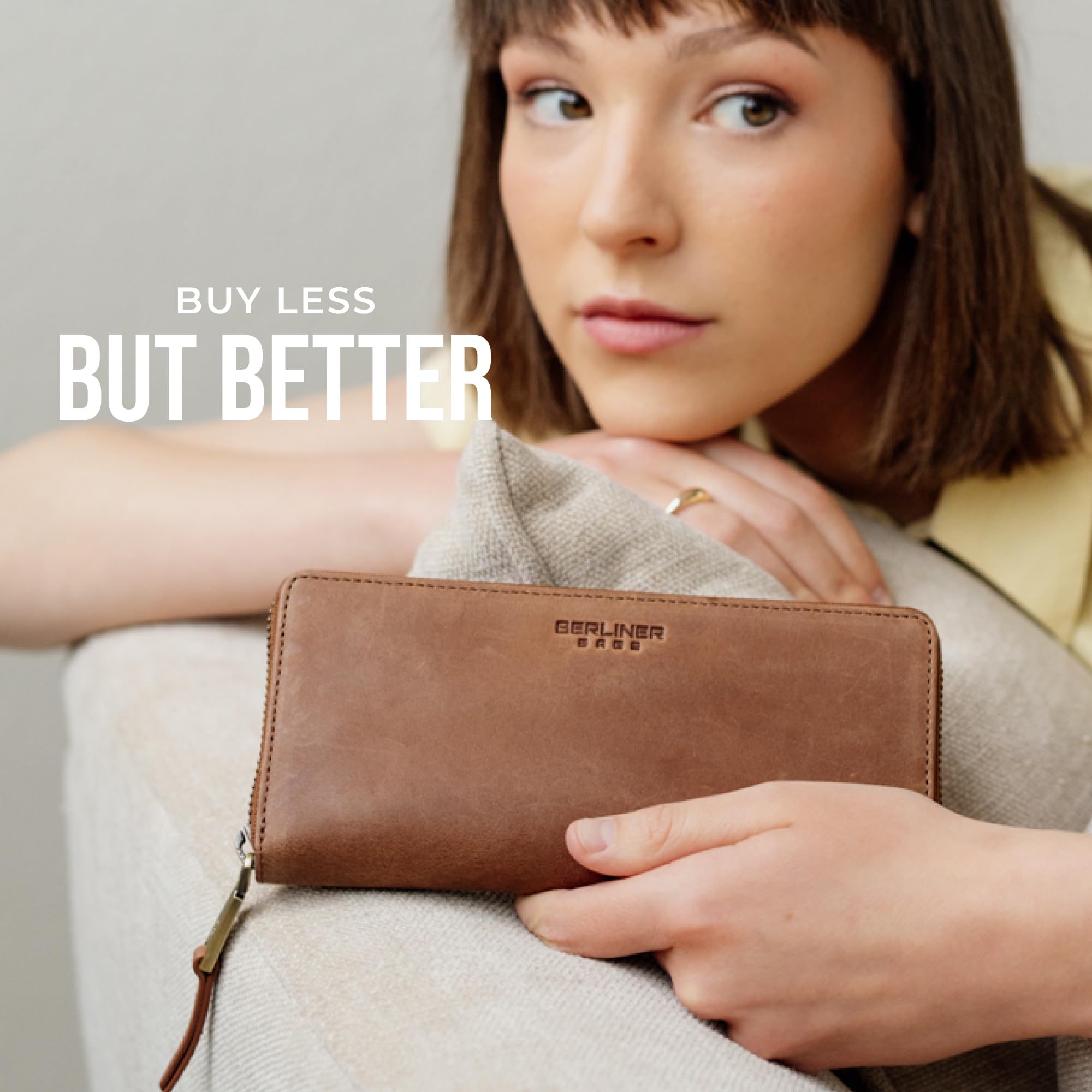 Berliner Bags Vintage Geldbörse Palma, Große Portemonnaie, Geldbeutel aus Leder, mit TÜV-geprüftem RFID-Schutz, inkl Geschenk-Box, für Damen - Braun