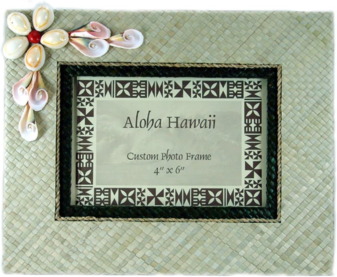 Alii of Hawaii Lauhala with Shells Picture Frame (4"x6")