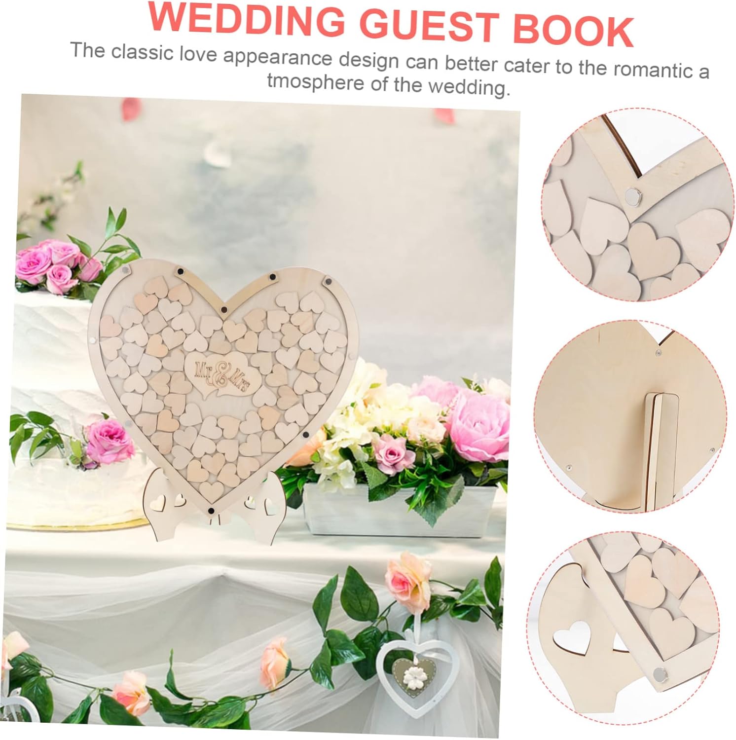 1set Heart Storage Box Unique Guest Book for Weddings Events Easy Assembly Rustic Decor for Showers Anniversaries Complete Personalization
