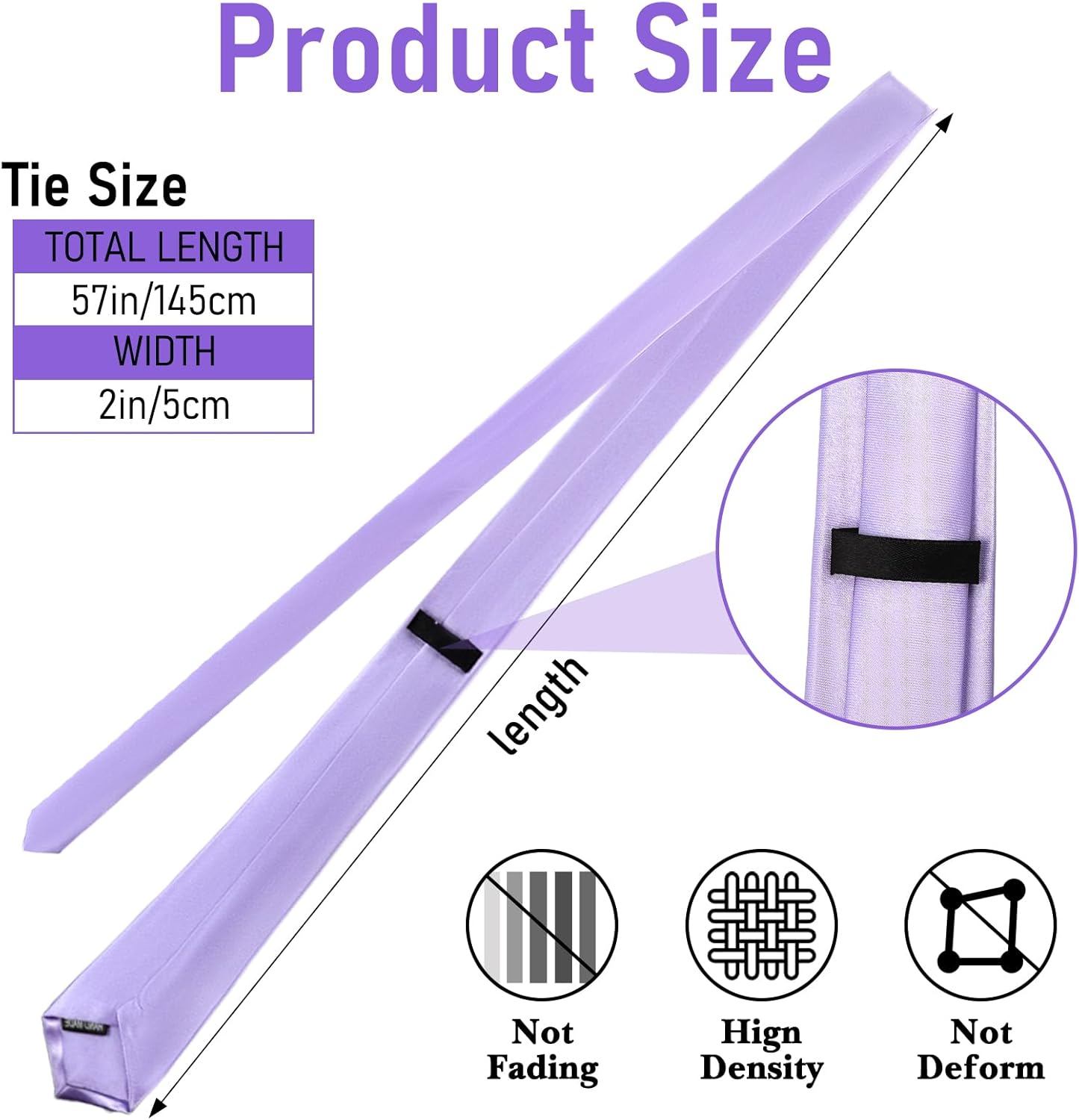 Men's Neck Tie Solid Lavender Purple Color Plain Neckties Formal Black Ties Perfect for Business Meetings Weddings proms - Image 2