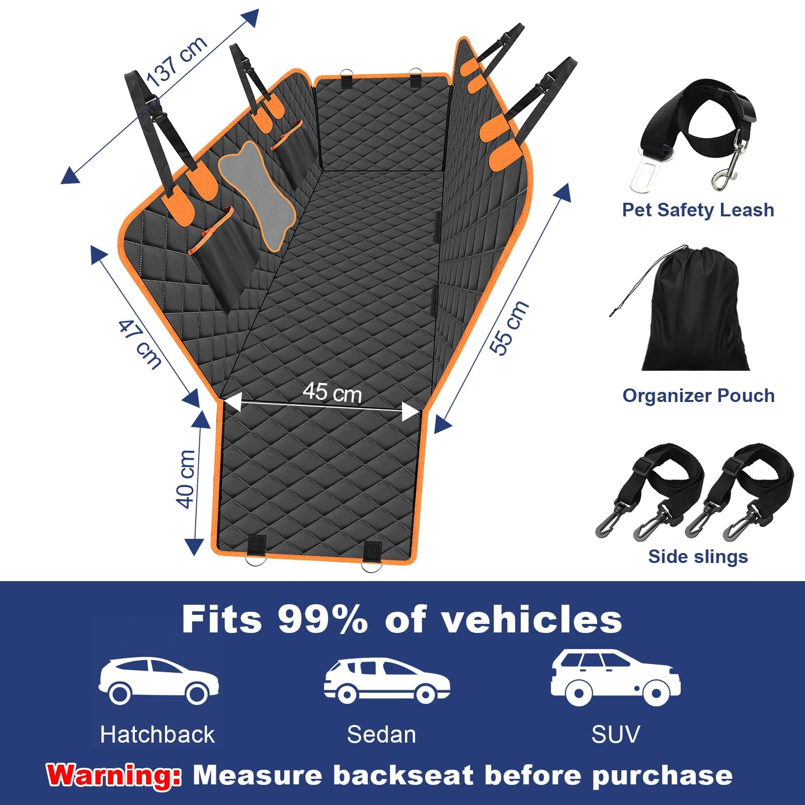 Funda de Coche Perros para Mercedes Benz C Class W/C205 Coupe 2015-2018 | Tejido Oxford 600D Antiarñazos: Material acolchado ultrarresistente que protege los asientos de garras, roturas y suciedad