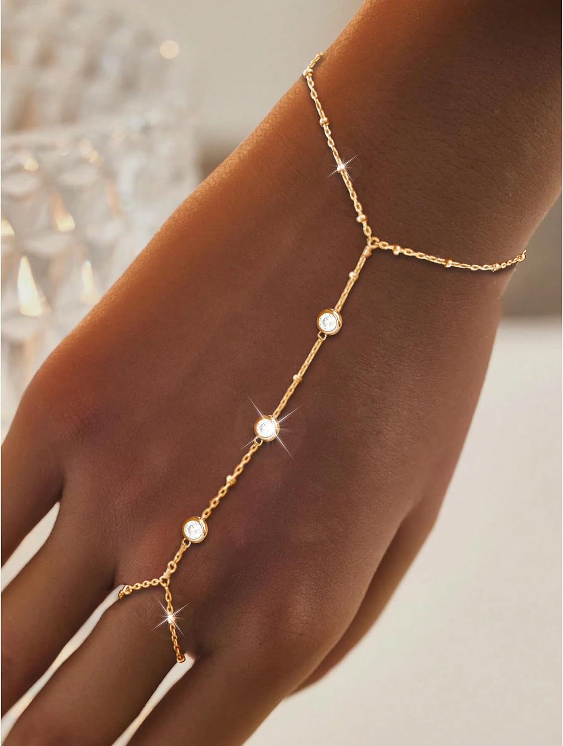 14k Gold With Ring Chain Hand Jewelry Choice Of All Hand Chain