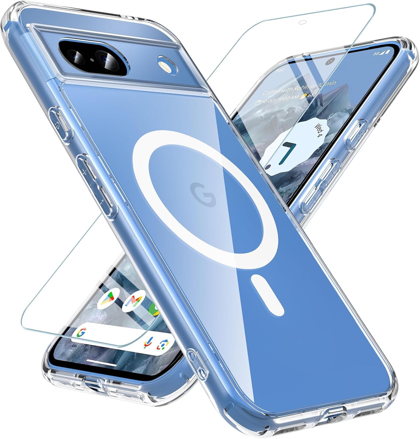 Cum2giff Magnetic Case for Google Pixel 8A with Screen Protector, [Compatible with MagSafe],Military Grade Drop Protection Slim Translucent Matte