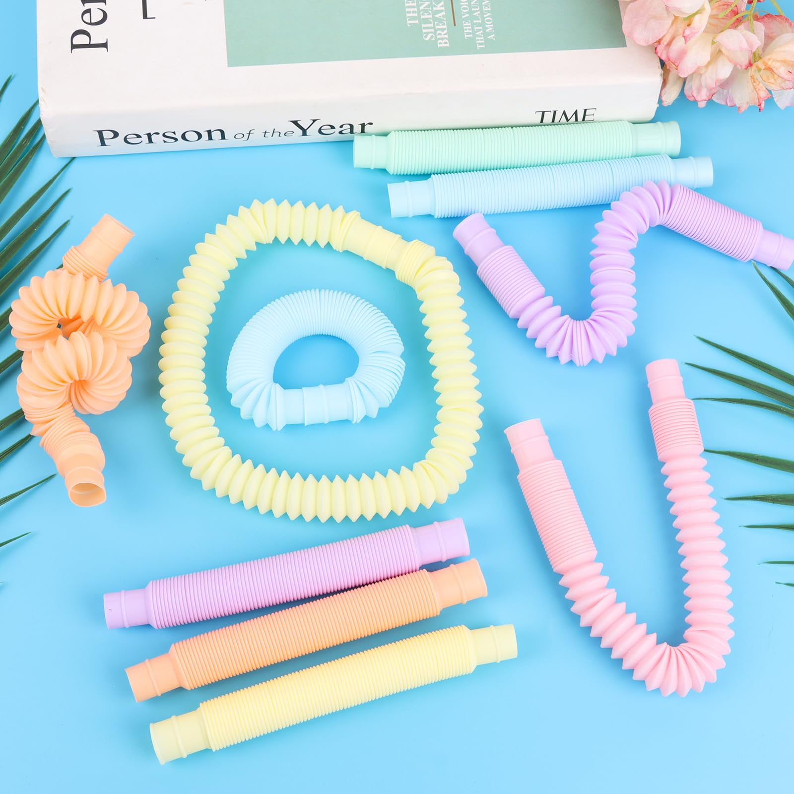 LOMIMOS 24 sztuki Pop Tubes, mini rurki sensoryczne, kolorowe rurki ze stretchem, zabawka dla dzieci i dorosłych