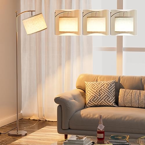 Ambimall 60" Floor Lamp with 3 Color Temperatures LED Bulb, Rotating Lamp Head, Foot Switch, Easy to Install, 9W Bulb Included, Modern Floor Lamp for Living Room, Bedroom, Study Room, Nursery (Brown) - Brown - 60.6 Inches