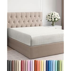 King Fitted Bed Sheet - Bottom Single Fitted Sheet Only - Ultra-Soft Hotel Luxury Bedding w/ 8-16 Inch Deep Pockets - Breathable & Wrinkle Free - Easy-Care, Fade & Shrink Resistant - Beige S