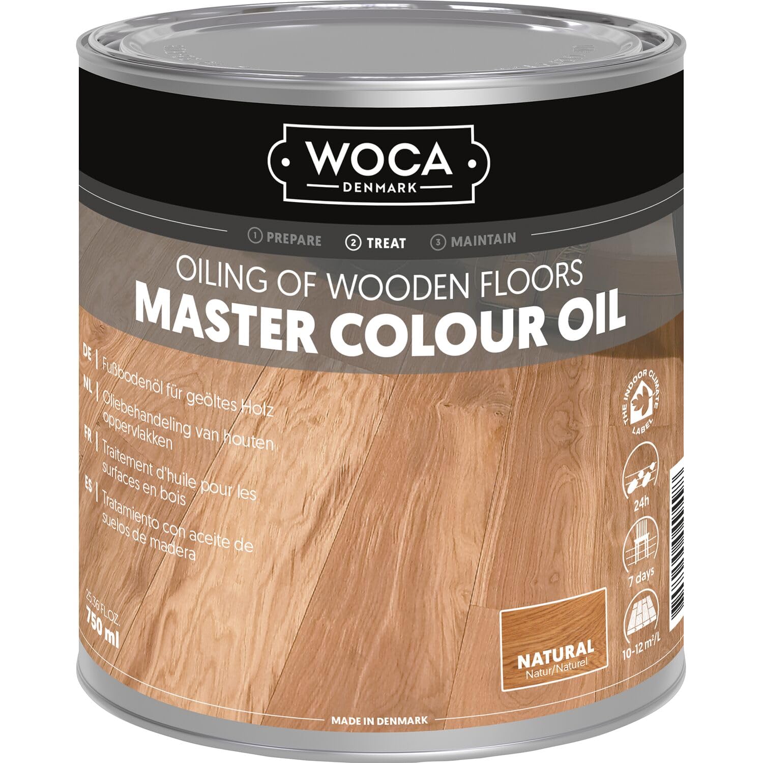 WOCA 522007AA Öl, Meister Colour Oil, Natural, 0.75 litres, Black, weiß 0,75 Liter