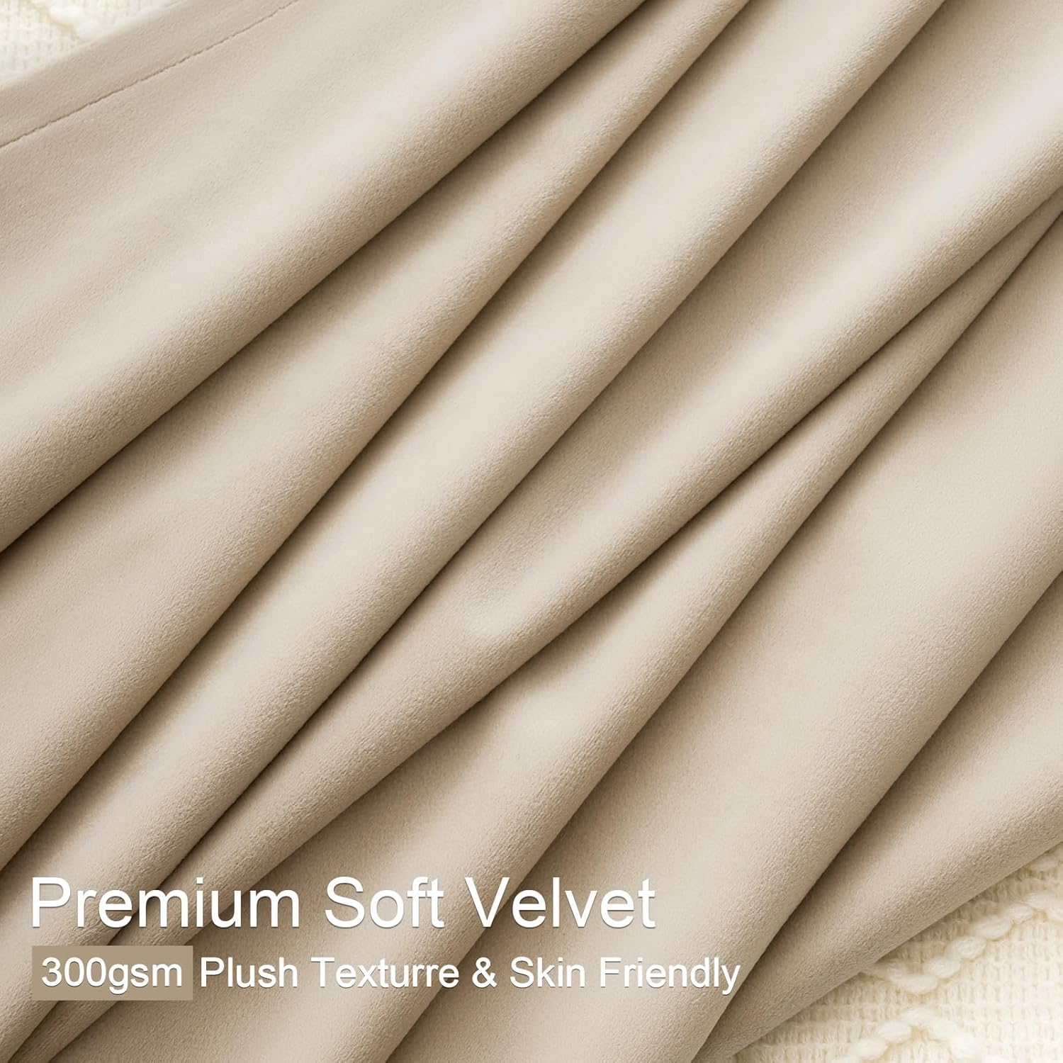 92 Inch Long Velvet Pinch Pleated Curtains 2 Panels Neutral Beige White Viral Famous Room Darkening Blackout Drapes with Hooks and Back Tab Room Divider Privacy Window Treatment 40"X92"