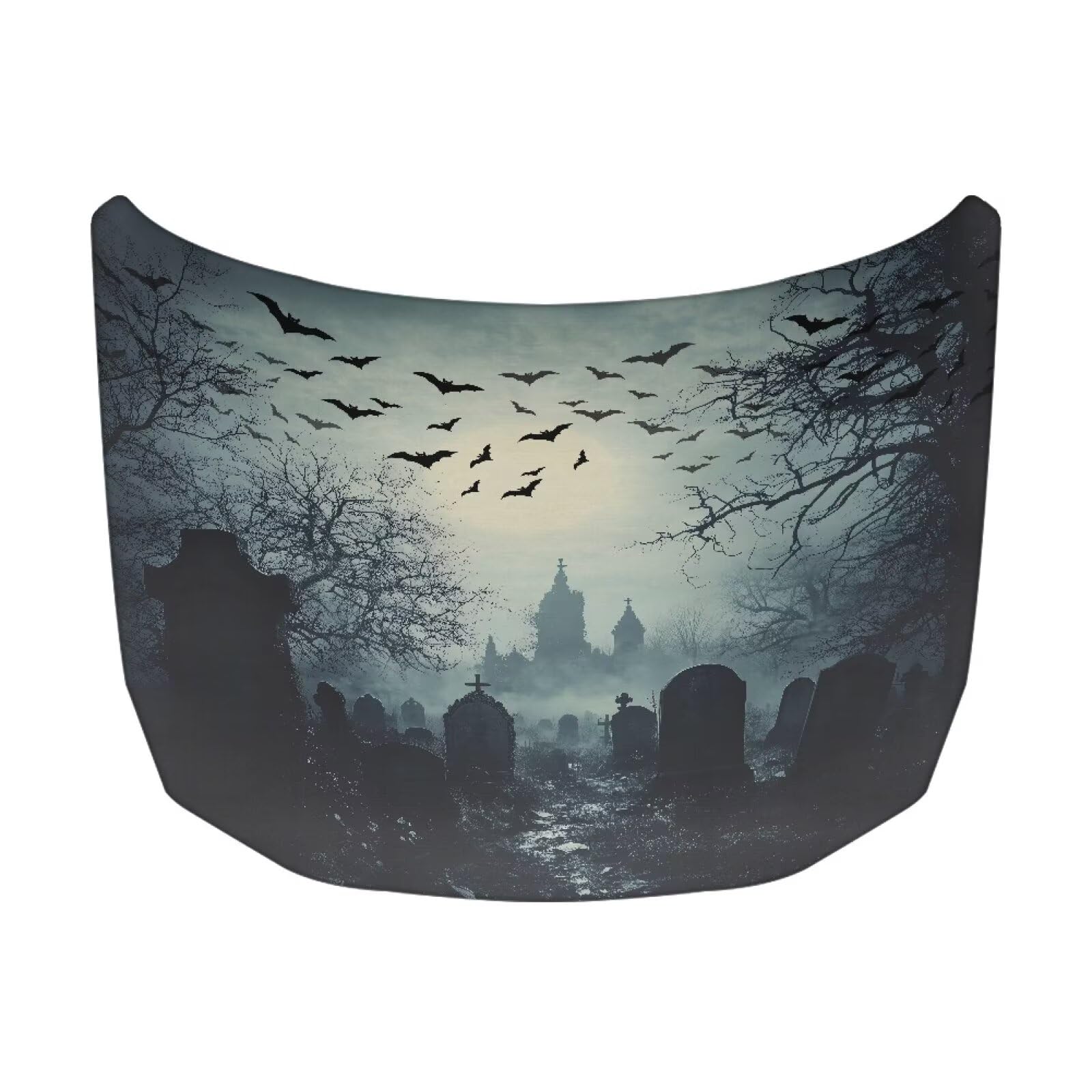 Car Hood Cover Tombstone Print Car Hood Protector Waterproof Universal Automotive Exterior Accessories Halloween Decorations for Compact Vehicles Sedans Trucks SUVs Pickup (59×39 Inch)