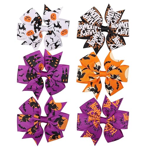 Miniatura 2 de 6 lazos para el cabello de Halloween para niñas, accesorios para el cabello, clips de araña y murciélago, lindos lazos para el día de los muertos,
