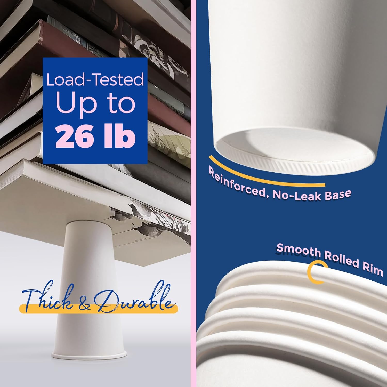 Fit Meal Prep 50 Pack 20 oz Disposable Coffee Cups with Lids, Sleeves, Leak-Proof To Go Coffee Cups with Lids, Durable Paper Cups for Hot Beverage, Home, Office, Party - Image 3