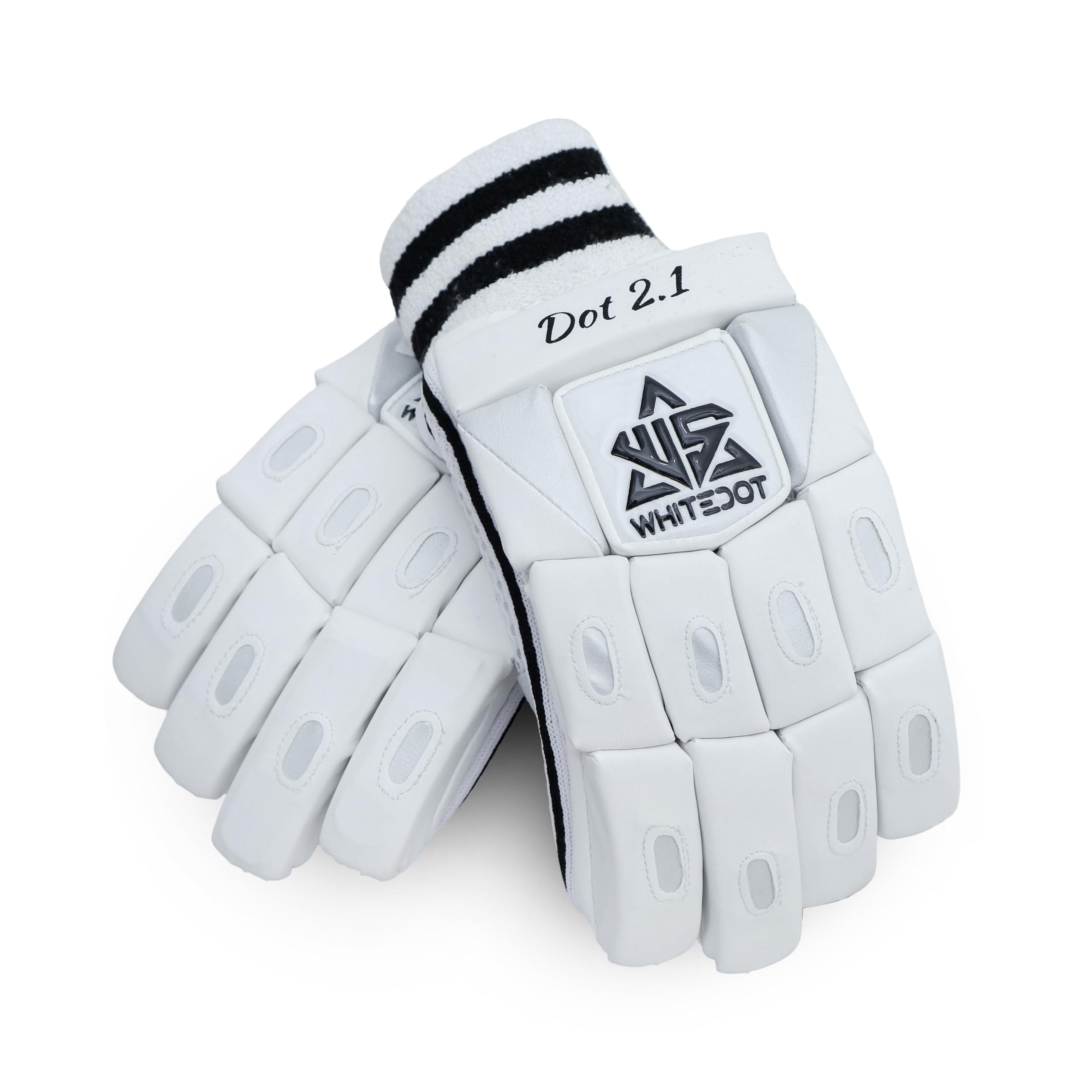 Whitedot Dot 1.0 Cricket Batting Gloves(Leather), Youth, RH, White 2
