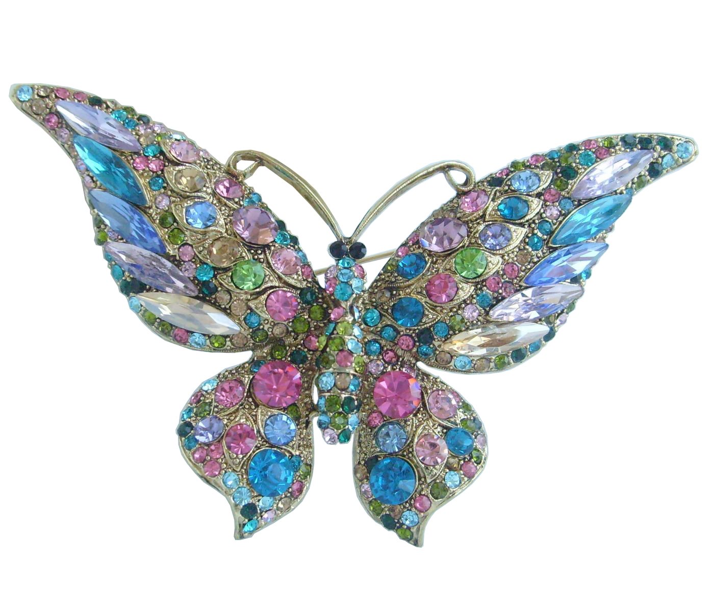 Sindary 3.74" Charming Butterfly Brooch Pin Austrian Crystal UKB4538