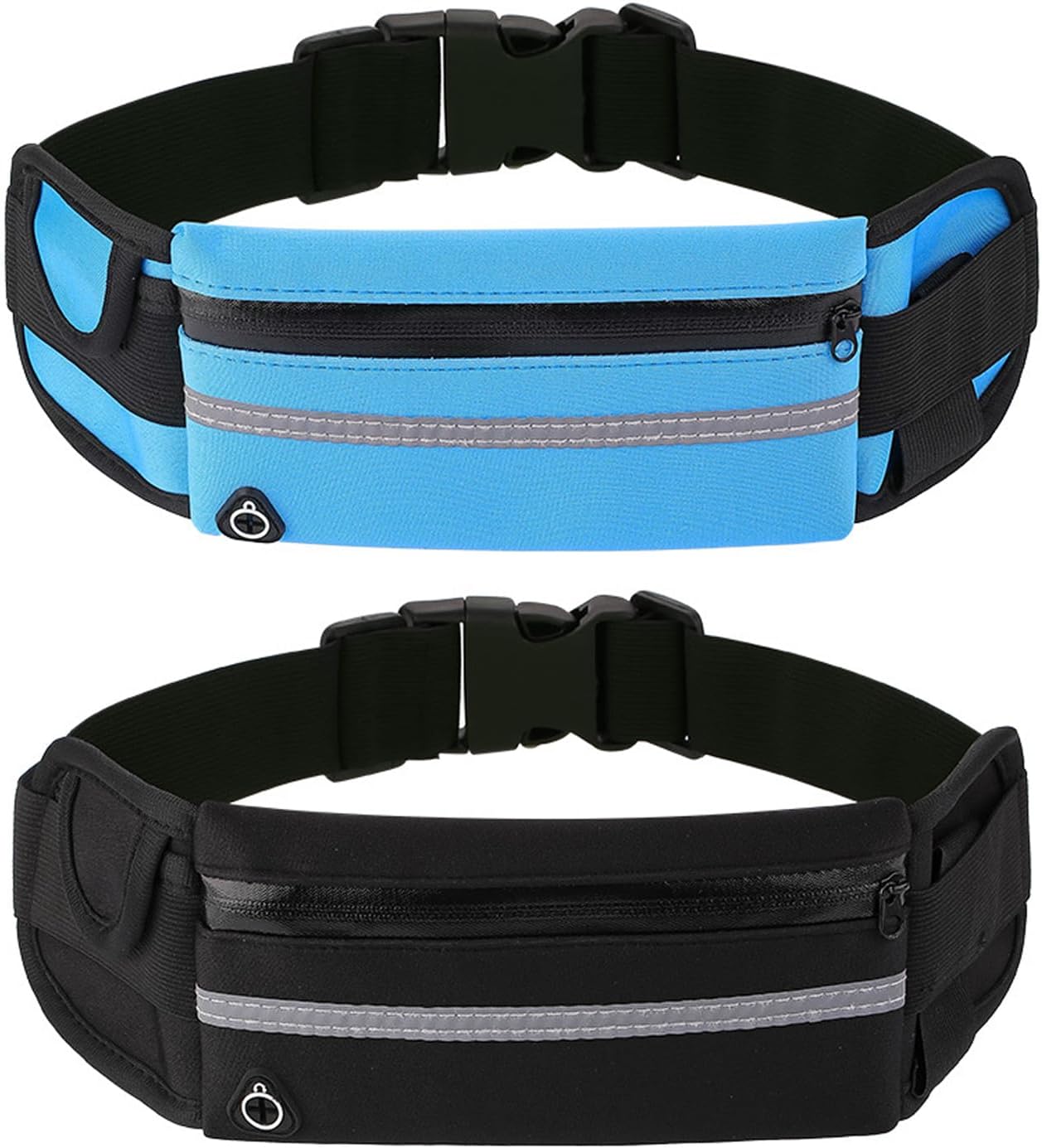 BananaHome 2pack Running Belt Fanny Pack,Jogging Waist Bag for Sport Hiking Cycling Workout,Jogger Slim Waistband with Water Bottle Holder Belt for Men Women Running Gear Accessorie (Black+Blue)