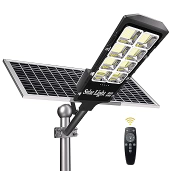 300W Solar Street Lights Outdoor,30000 Lumens Daylight Solar Led Light with Remote Control,Dusk to Dawn Solar Security Flood Lights