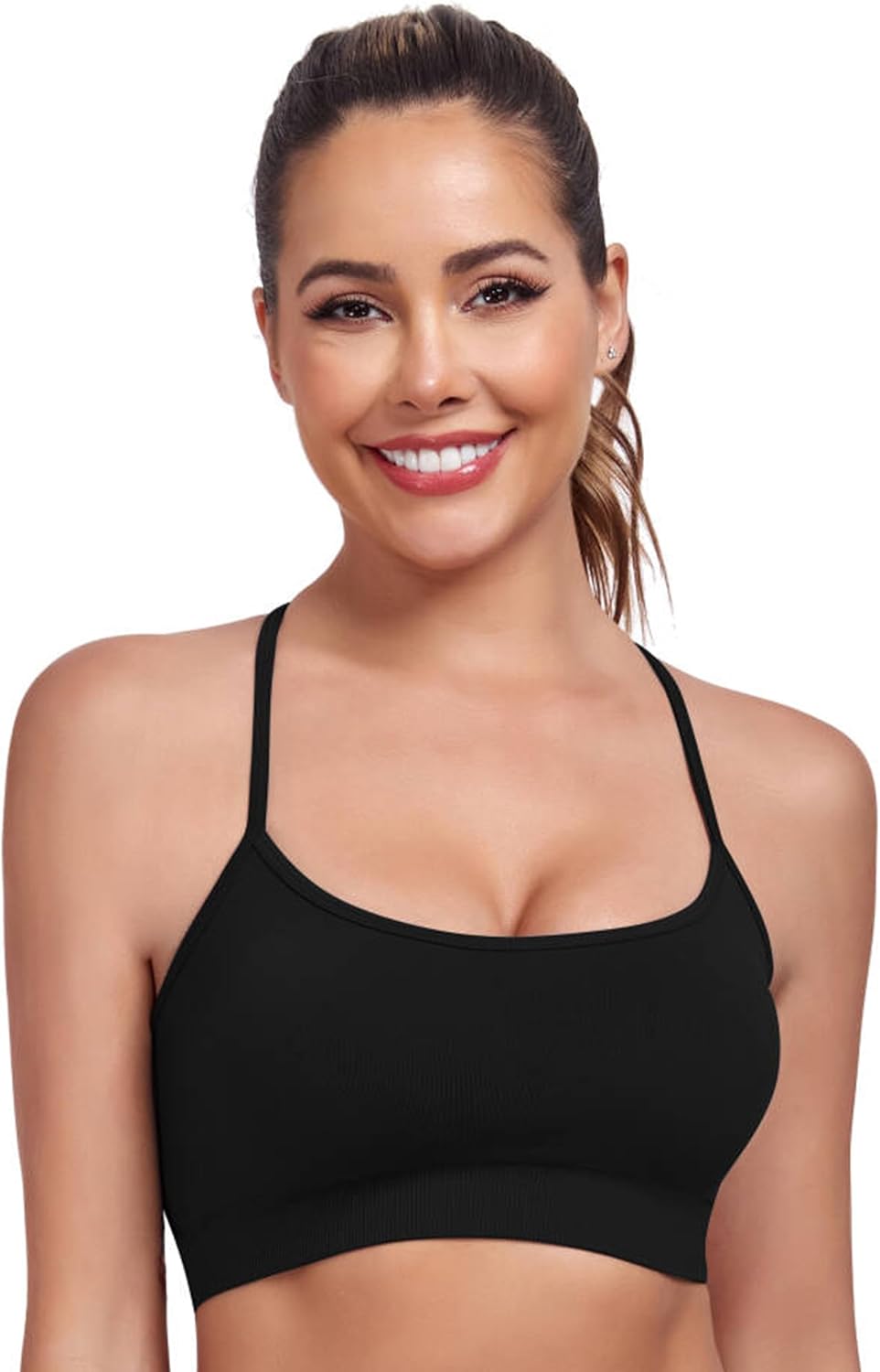 Lusait Sports Bras for Women Medium Support Thin Straps Sexy Criss-Cross Yoga Bra Gym Crop Top for Workout - Image 2