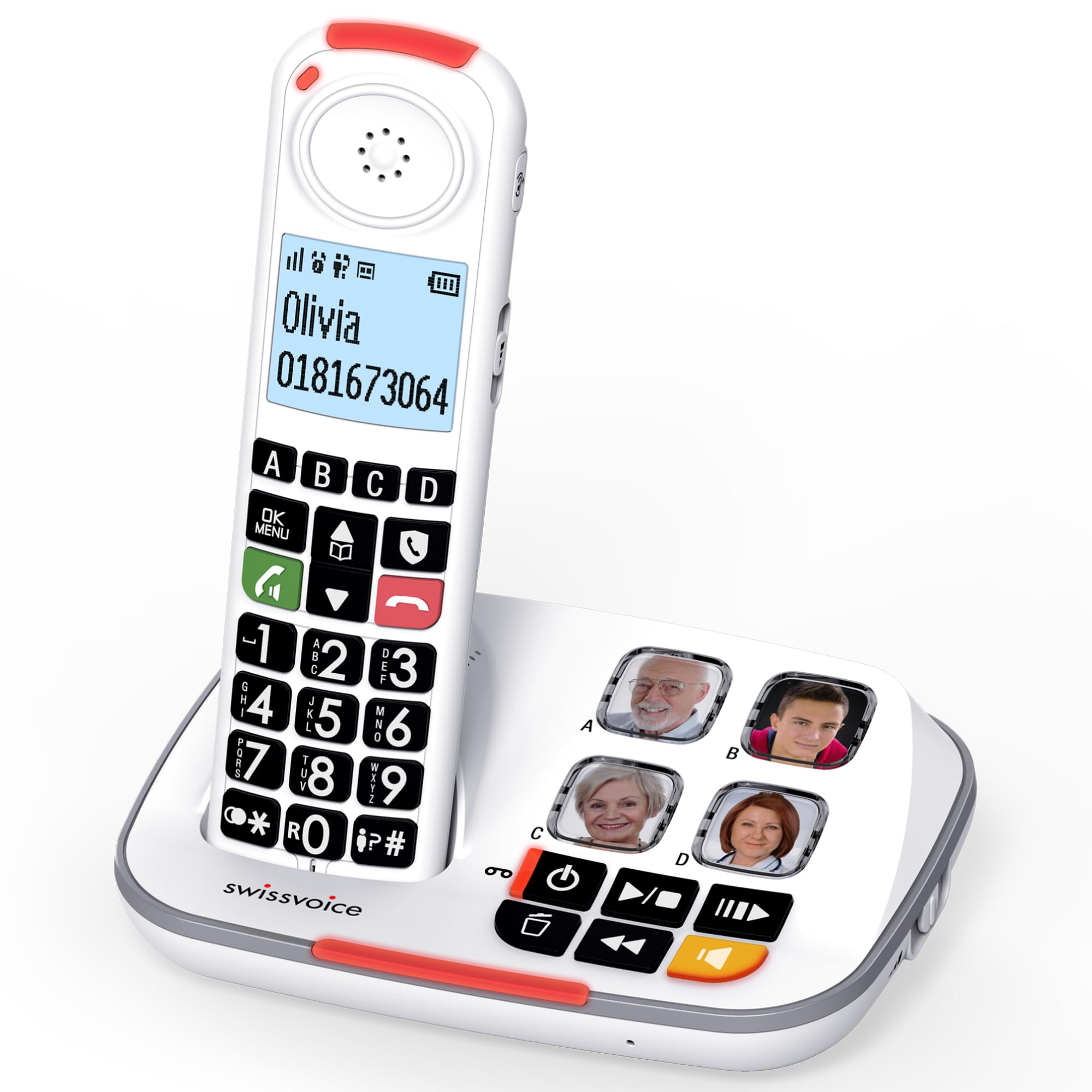 Sponsored Ad – SWISSVOICE - Xtra 2355 - DECT - Cordless Phone - Large keys Answering Machine - Audio Boost - Loud Ringtones - Hearing Aids Compatible - Call Block - White