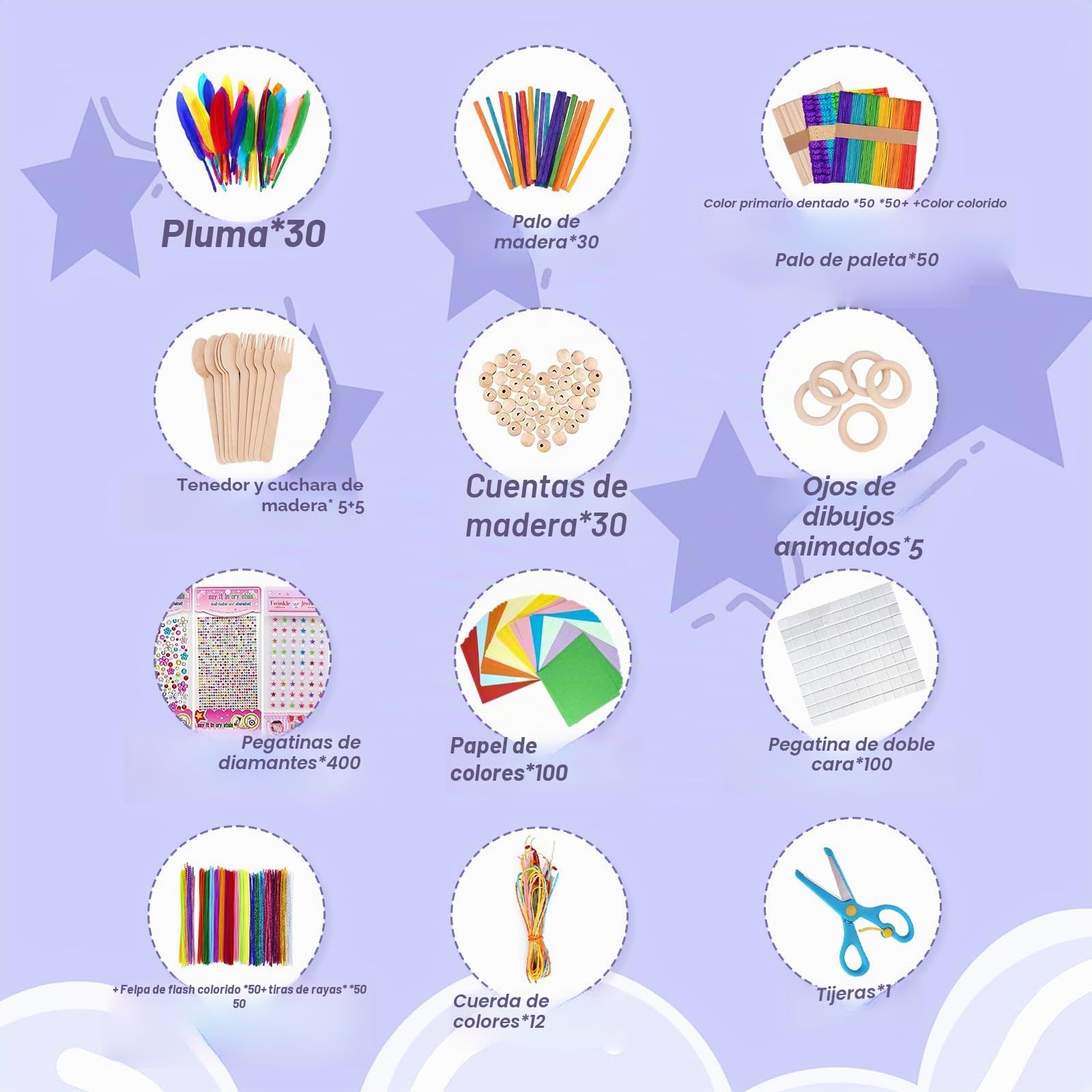 JOTOL Kit Manualidades Niños,3100+PCS DIY Creativo - Material Arts Crafts, Juegos con Pompoms, Palos y Papel de Colores