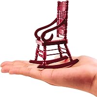 Vista 3 de Silla de madera para casa de muñecas, modelo de silla mecedora de madera en miniatura 1:12 (marrón)