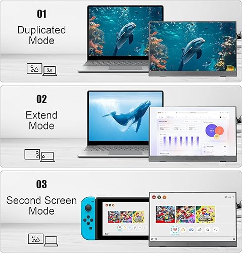 Miniatura 6 de Monitor portátil de 15.6 pulgadas FHD 1080P IPS/HDR, USB-C/HDMI segundo monitor externo para computadora portátil, escritorio, MacBook, teléfonos,