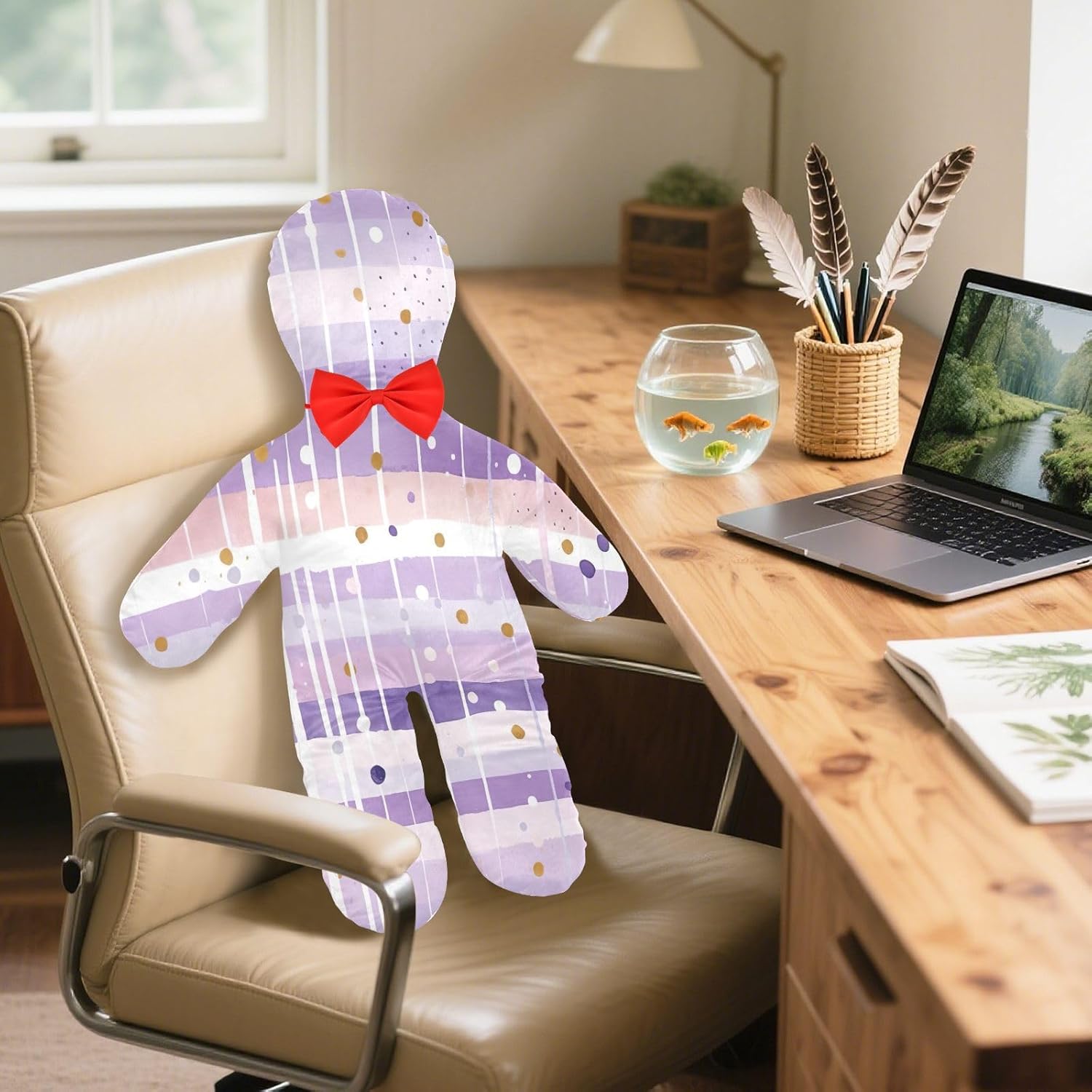 Lilic Stripe Human-Shaped Pillow Soft Body Pillows Washable Velvet Pillows for Anxiety Relief Sleeping Cuddling & Support