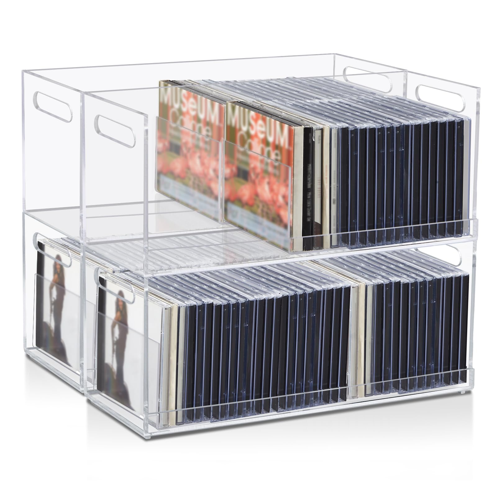 Amazon.com: CroBlissful 4 Pcs Acrylic Cd Storage Box, Stackable