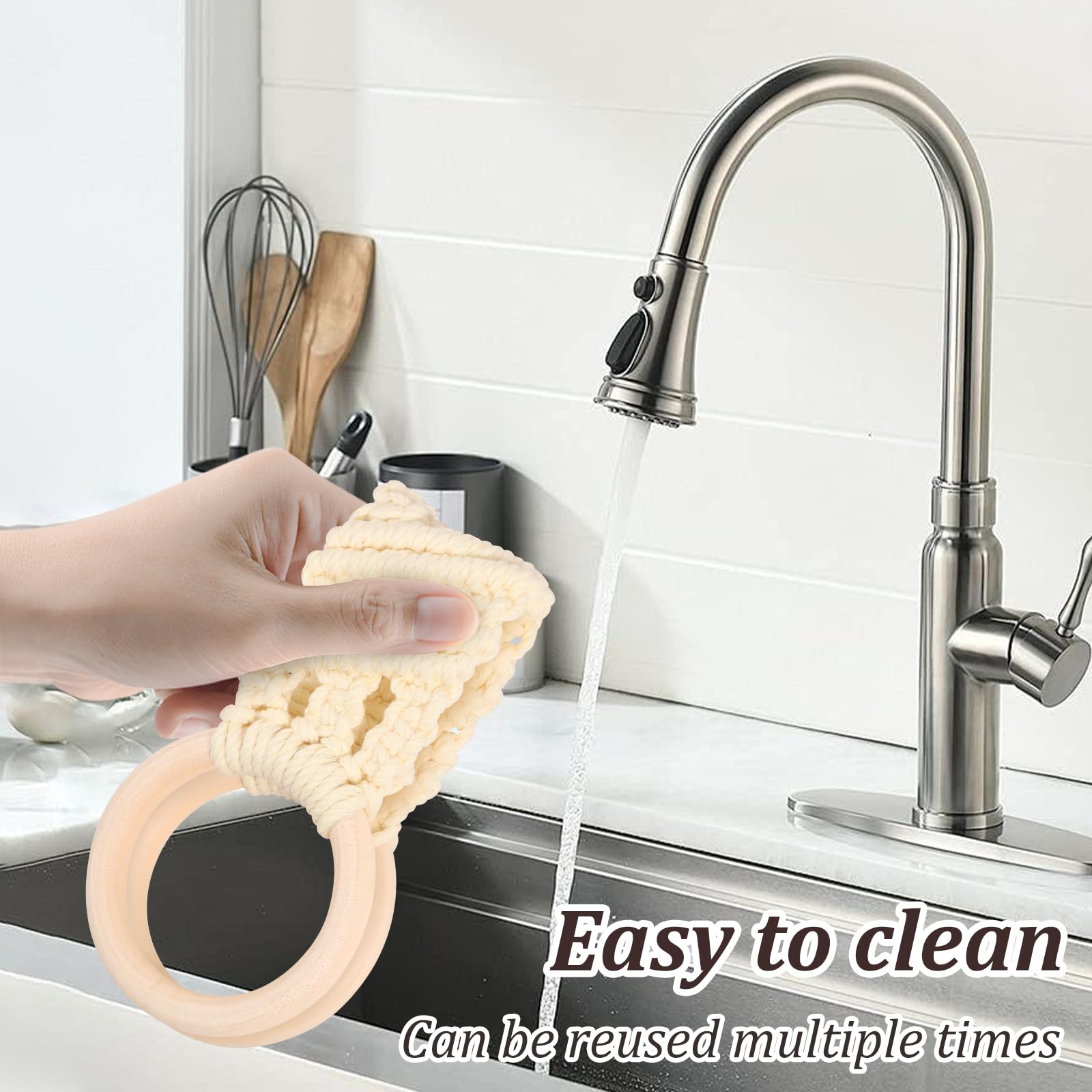 4Pcs Crochet Towel Loop Ring Nonslip Knit Washcloth Holder Dish Towel Holder Hook for Stove Dishwasher Cabinet(4,Multicolor)