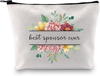 Confirmation Sponsor Gifts For Women AA Sponsor Appreciation Gift Best Sponsor Ever Makeup Bag Religious Sponsor Gift (Best sponsor bag)