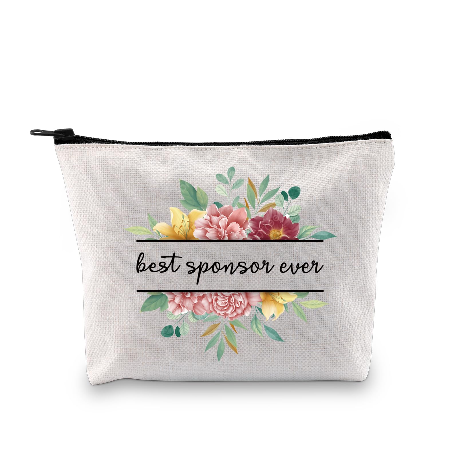 PLITI Confirmation Sponsor Gifts for Women AA Sponsor Appreciation Gift Best Sponsor Ever Makeup Bag Religious Sponsor Gift (Best Sponsor bagU)