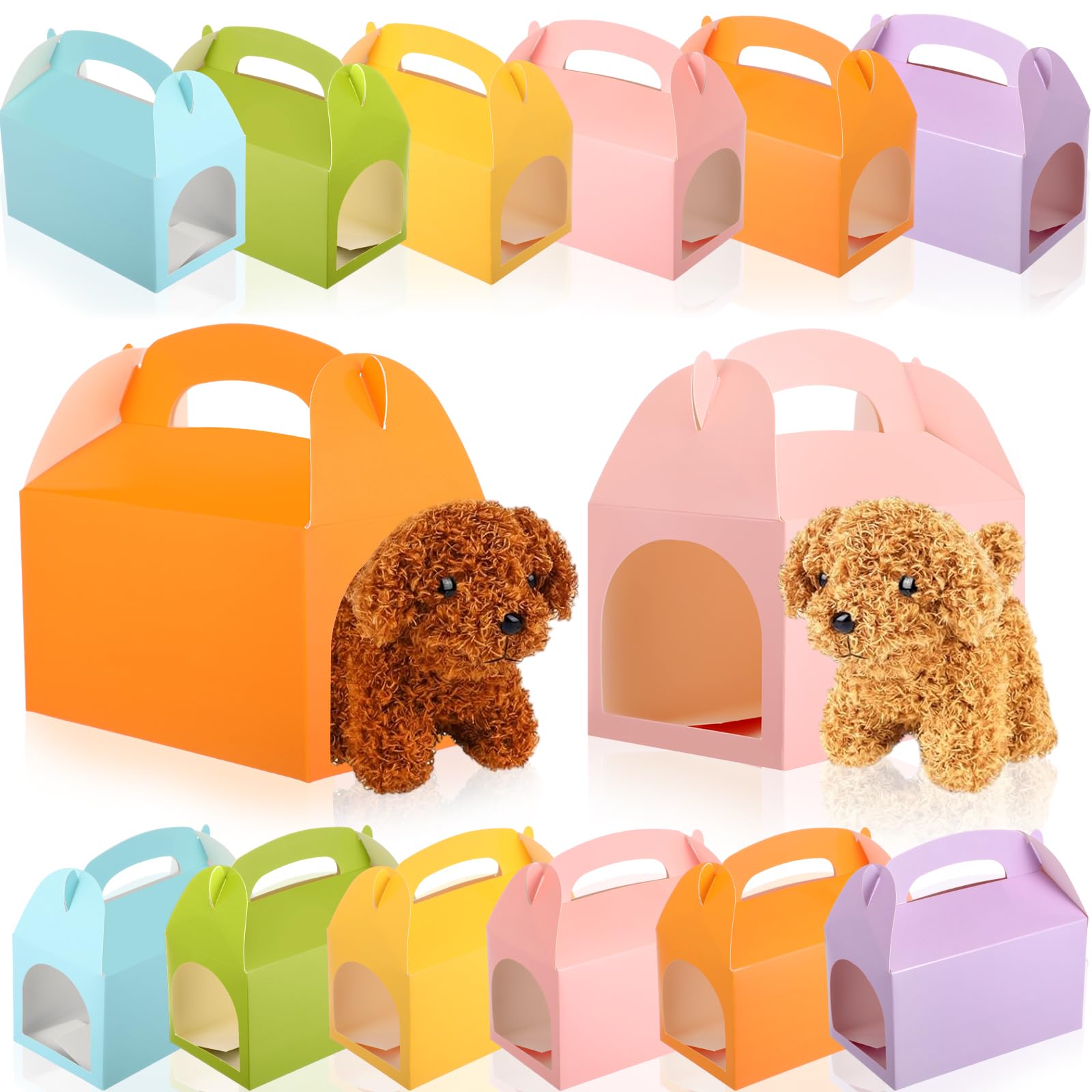 Affrolling 30 Pcs Colorful Adopt a Pet Party Boxes Dog Cat Kitten Party Favors Boxes Pet Gift Bulk Candy Goodie Cases Decorations for Birthday Puppy
