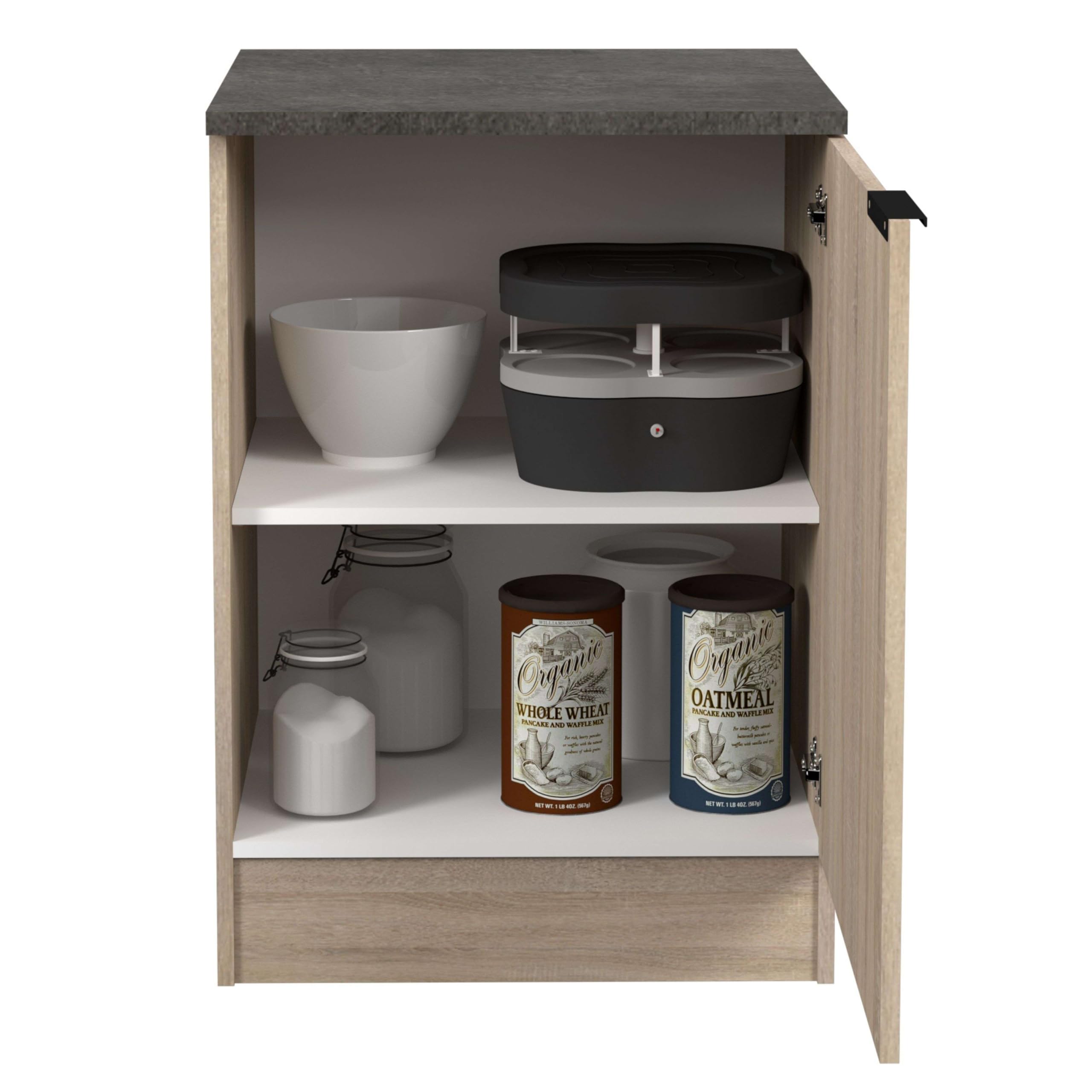 Miroytengo Módulo Cocina Inferior Arko Estilo Industrial en Color Roble Áspero y Negro con 1 Puerta y 1 Estante Interno 60x60x86 cm