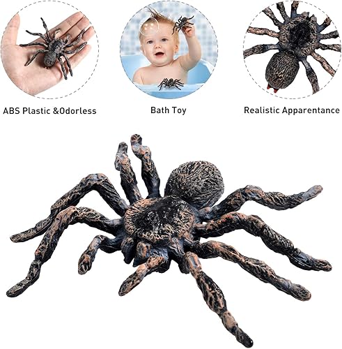 Miniatura 4 de 4 piezas realista araña gigante falsa modelo de acción de plástico animal tarántula, juguete educativo realista para niñas y niños, accesorios de