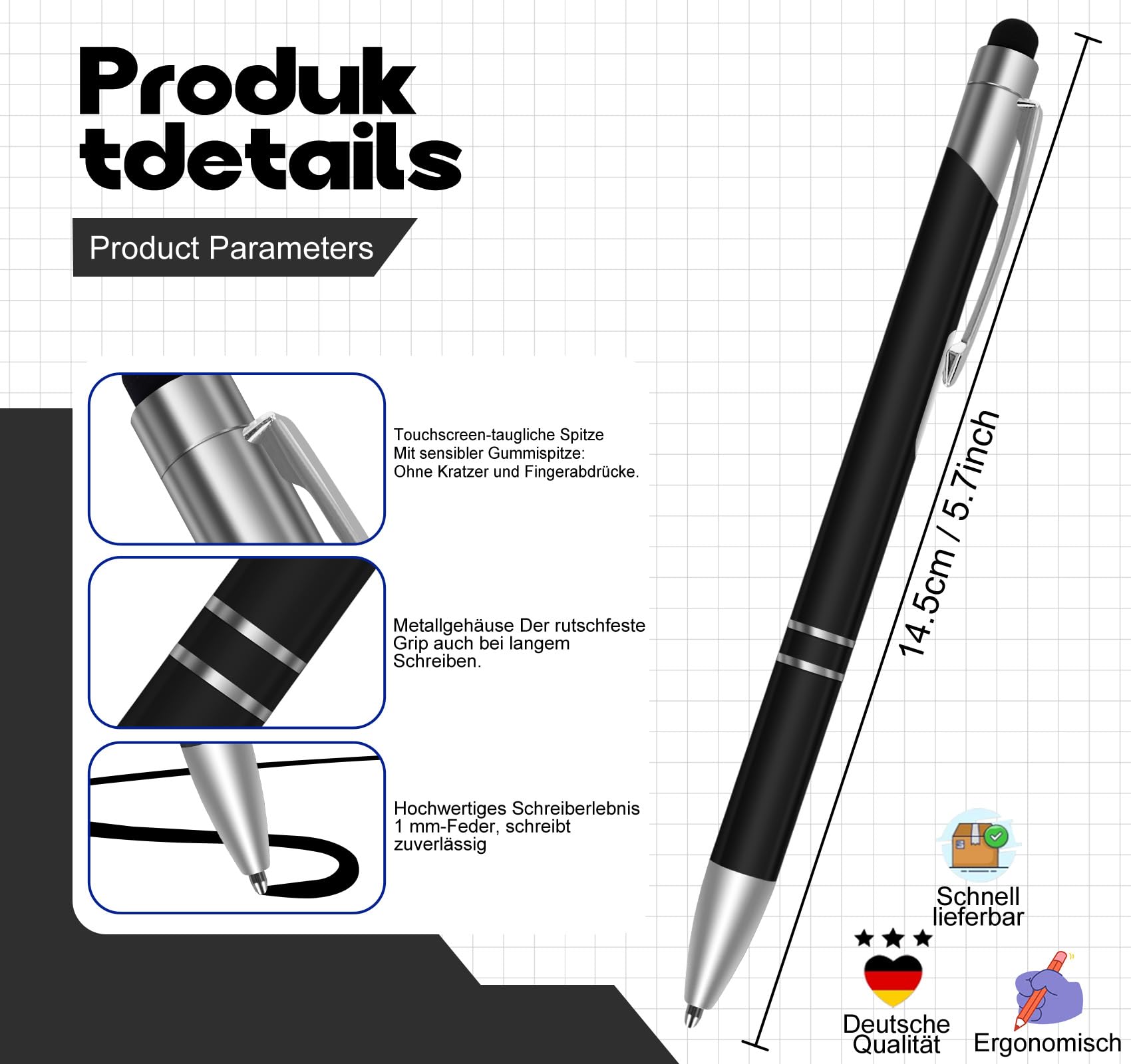 Homewit 10–1000 STK Kugelschreiber Personalisiert mit Gravur,Touchpen,300 | Werbekugelschreiber für Firmenwerbung, Messen, Büros, Schulen, Abschlussfeiern, als Kunden-, Mitarbeiter- & Businessgeschenk
