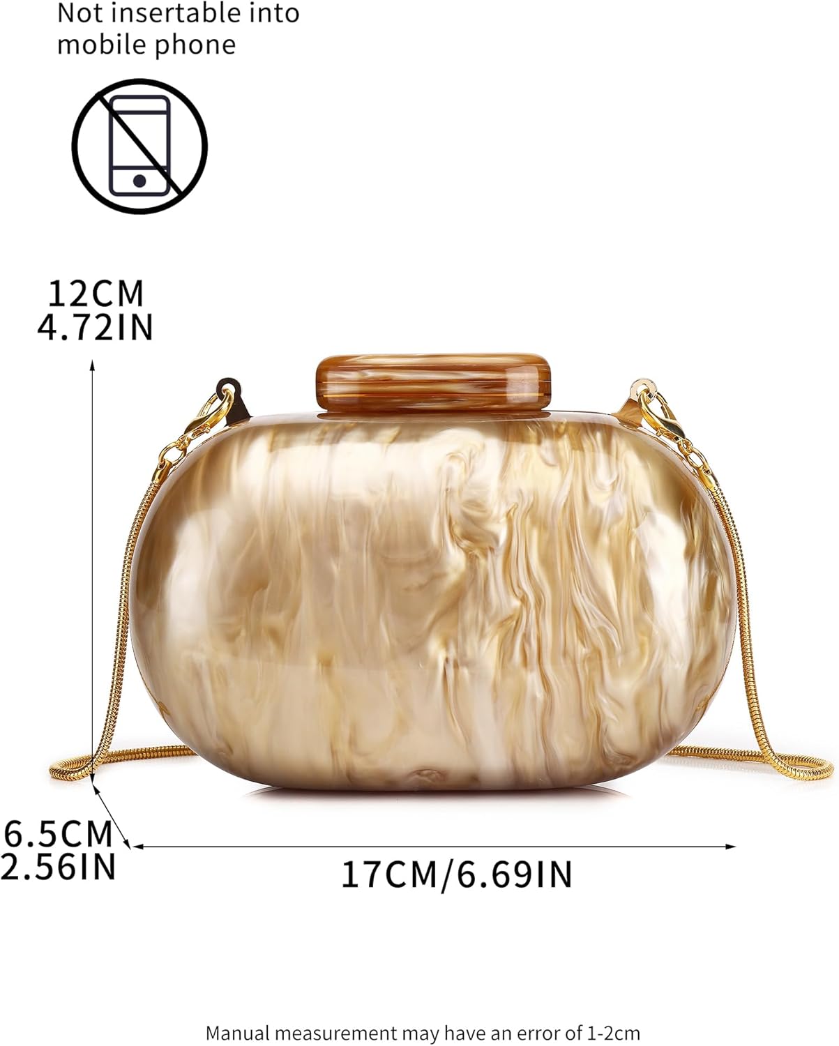 Labair Acrylic Shell Shaped Bag Marble Clutch Purses for Women Wedding Party Formal Handbag. | Acrylic material