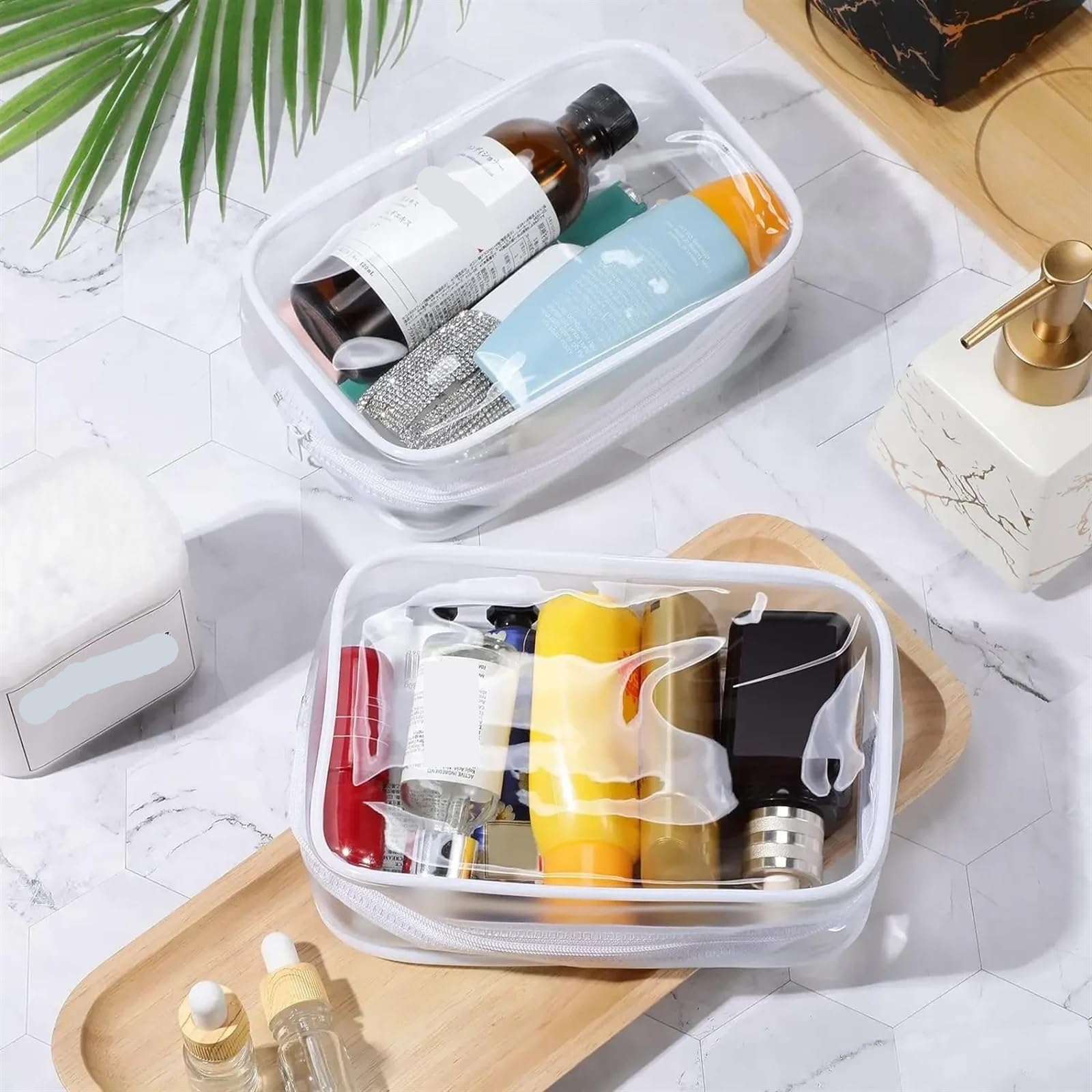 Bolsa de Aseo Impermeable Organizador de Viaje Almacenamiento PVC Transparente