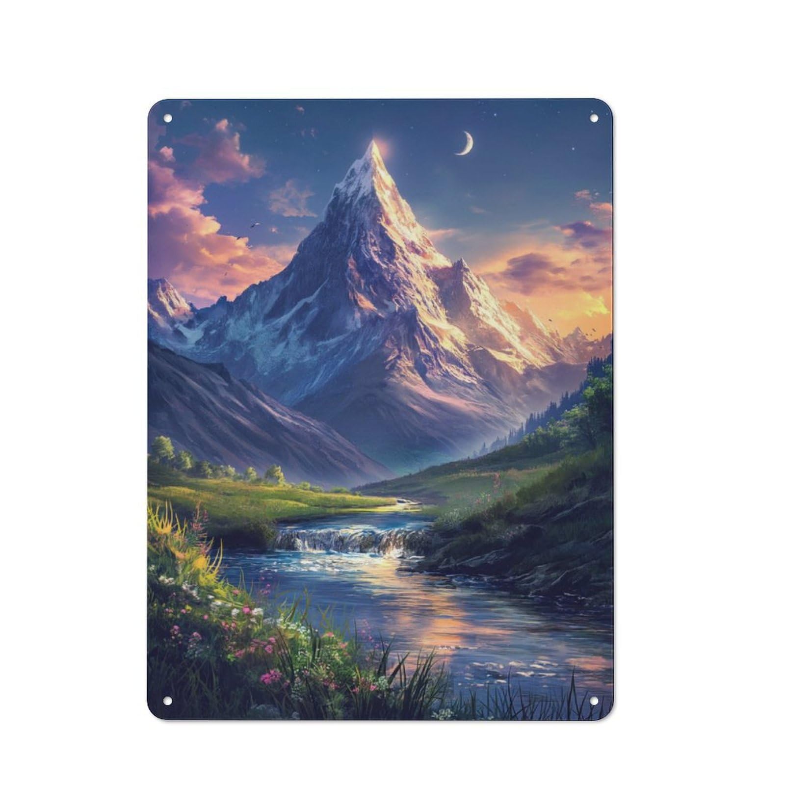 Junmoney Mountains And River Retro Tin Sign 40X30cm For Workshop Wall, For Collectors Of Retro Metal Wall Decor