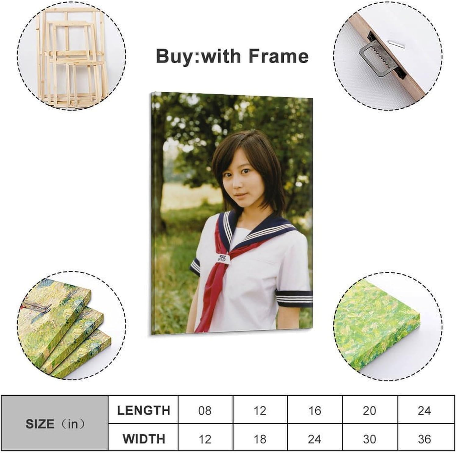 堀北真希美しい写真ポスター芸術のパネルのキャンバスの壁画の誕生日のギフトの家のアートワーク24x36inch(60x90cm)