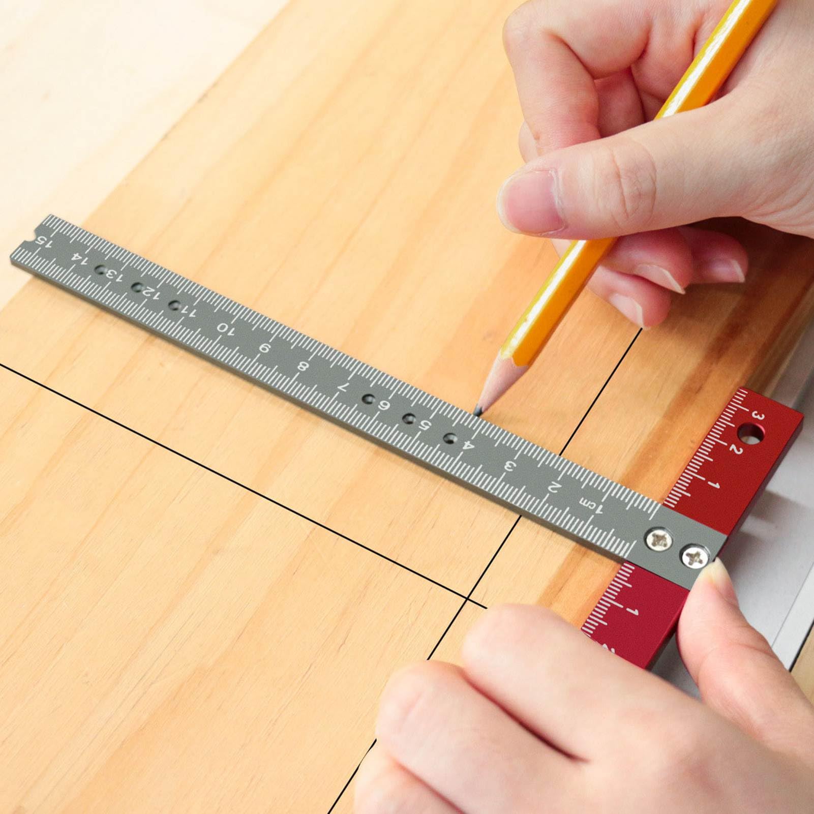 Woodworking T Square Ruler Aluminium Alloy Metal Woodworking Drawing Crafting Drafting Tool with Scale for Architect - Image 3