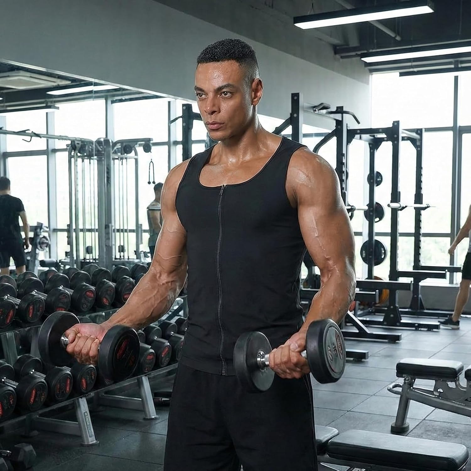 Sauna Vest for Men Workout Zipper Shirt Slimming Body Shaper Waist Trainer Tank Top for Fitness Gym Exercise Running - Image 7