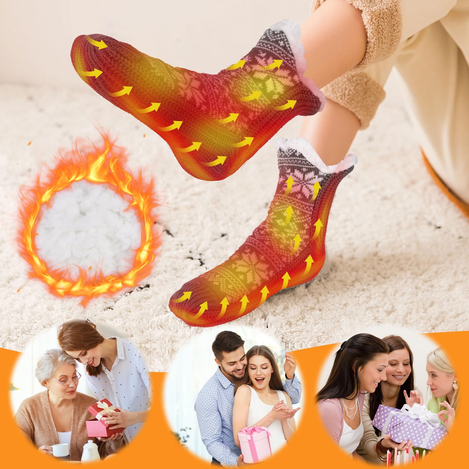 Coikes Chauffe-Pieds Électriques Chauffe-Pieds Électrique Doux Chaussettes Chauffantes 3 Températures Réglables Électriques USB Charge Pieds Chauffe Pied Chaussettes Chauffées