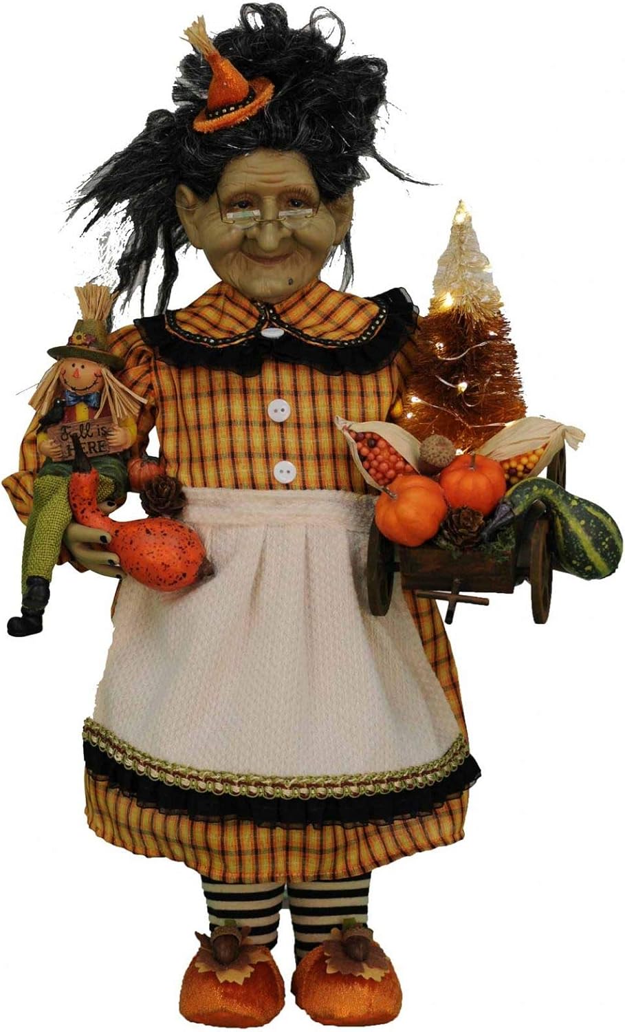 Best Deal Cheap 🛒 Karen Didion Originals Lighted Fall Harvest Witch Figurine, 21 Inches - Handmade Halloween Holiday Home Decorations and Collectibles