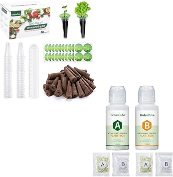 GardenCube 160 PCS Hydroponic Pods Kit & 600ml Plant Food Indoor House Plants Hydroponic