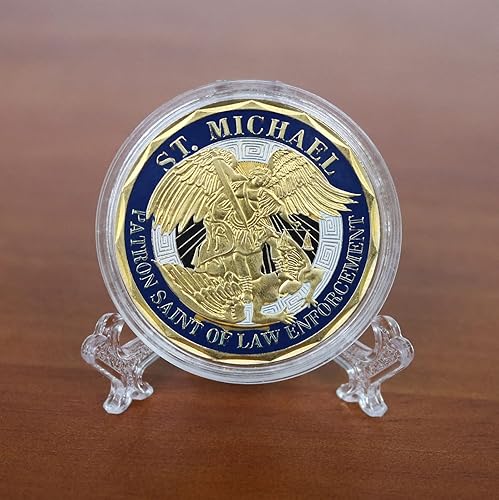 Miniatura 5 de Moneda de desafío de oficiales de policía de San Miguel, patrón de las monedas de oración de la aplicación de la ley