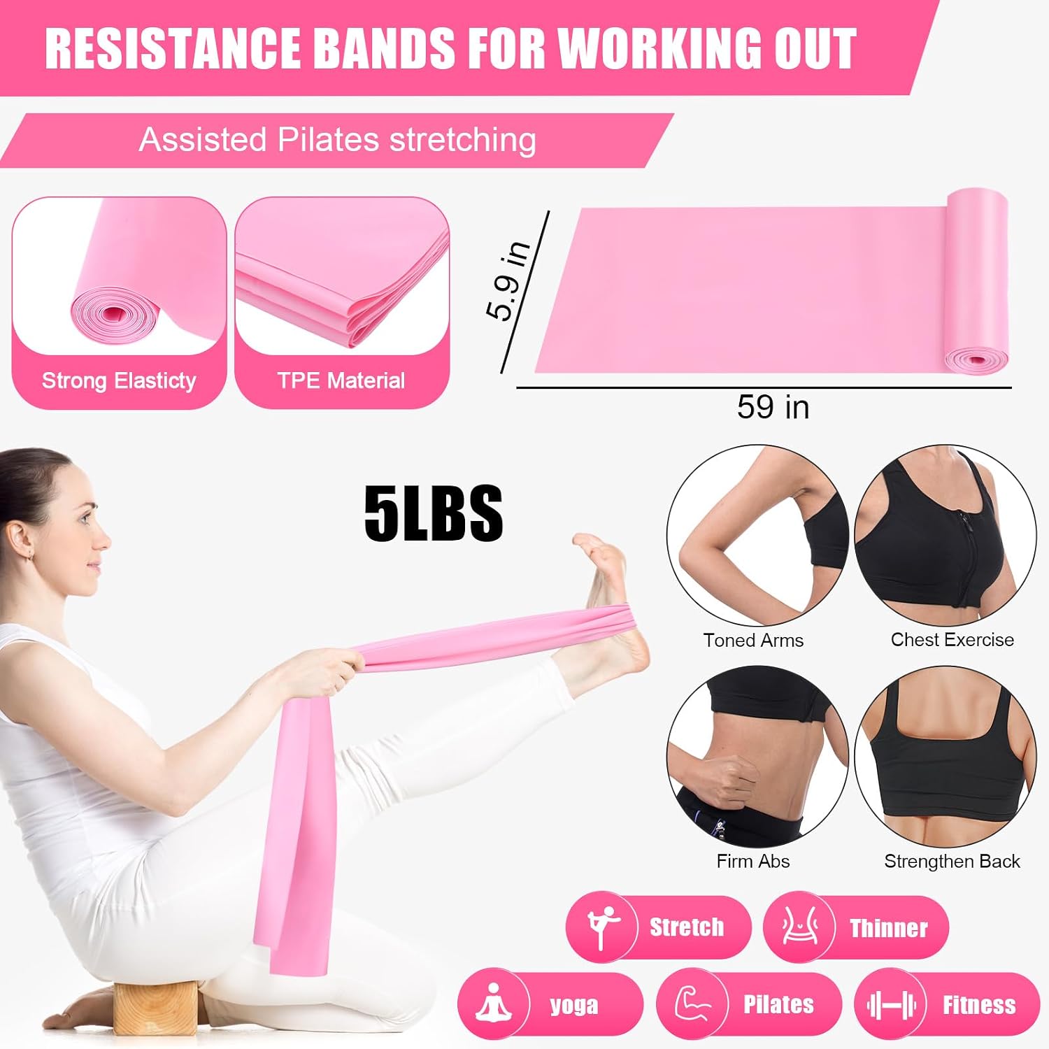 Silipull 10 Pcs Pilates Ring Blocks Set for Women Home Yoga Equipment Accessories Pilates Ring Circle and Ball Workouts Gift Include Ball Yoga Circle Resistance Bands Block Straps Gym Bag