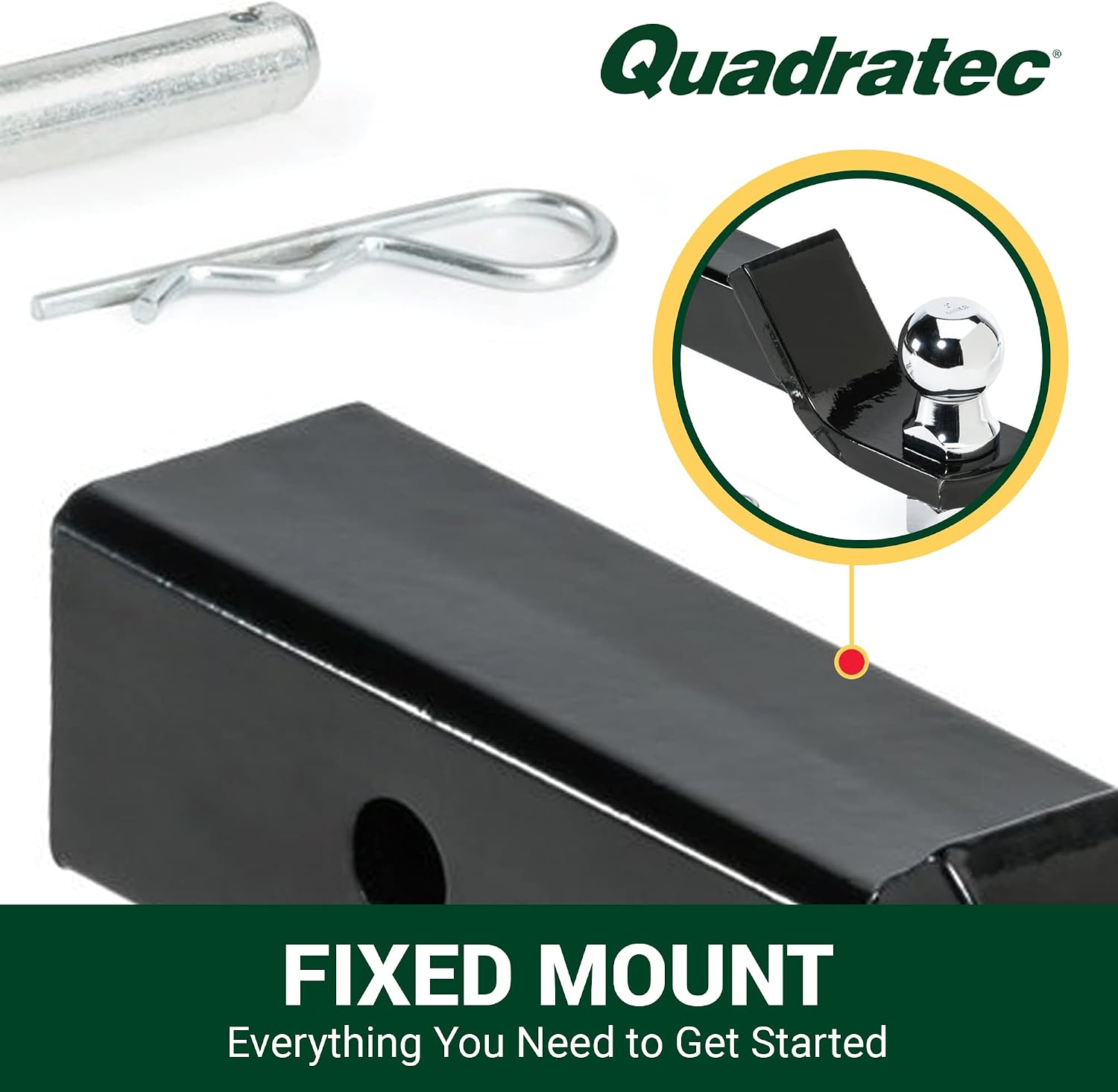 Quadratec Forged Aluminum Hitch Starter Kit with 2" Ball; 2" Drop - Fits Jeep Wranglers, Gladiators & All Vehicles with 2" Receivers - 6061 Aluminum - Tow up to 5,000 lbs.