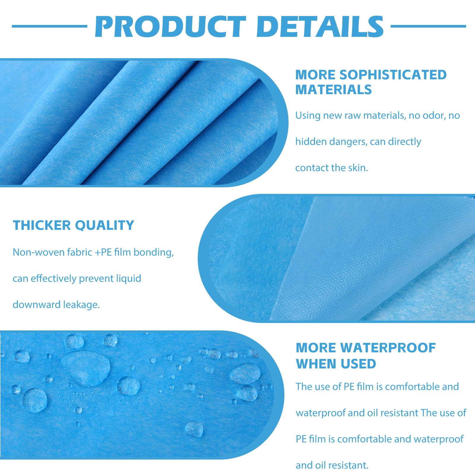 100 piezas desechables para camillas de masaje, cubrecamas de masaje, sábanas desechables de tela no tejida, para salón de belleza, spa, masaje, hoteles, 180 x 80 cm, color azul
