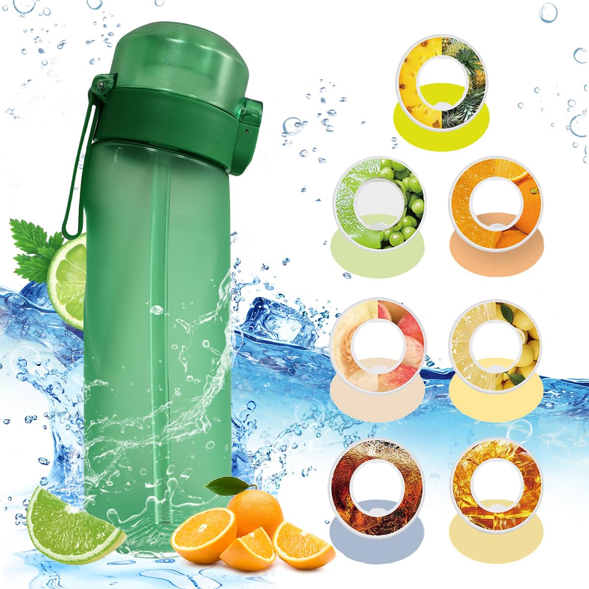 Air Water Bottle with 7Pcs Flavor Pods 26.3Oz Scent Water Bottle Fruit Fragrance Water Bottle,Scent Water Cup,Sports Water Cup Suitable for Outdoor Sports
