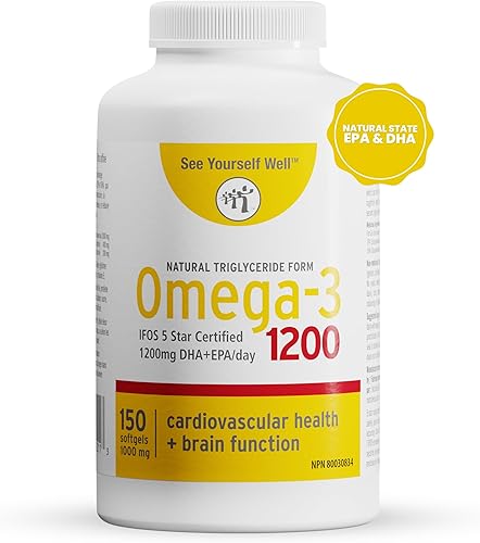 See Yourself Well Cápsulas blandas de aceite de pescado Omega 3 con forma de triglicéridos naturales, 1200 (150 unidades)