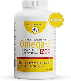Omega 3 - Natural State: Ultimate Strength Omega 3 Fish Oil Softgels, 1200 (150 count). High EPA & DHA Essential Fatty Acids, Supports Heart, Brain, Joints and Immune System. No Fishy Aftertaste