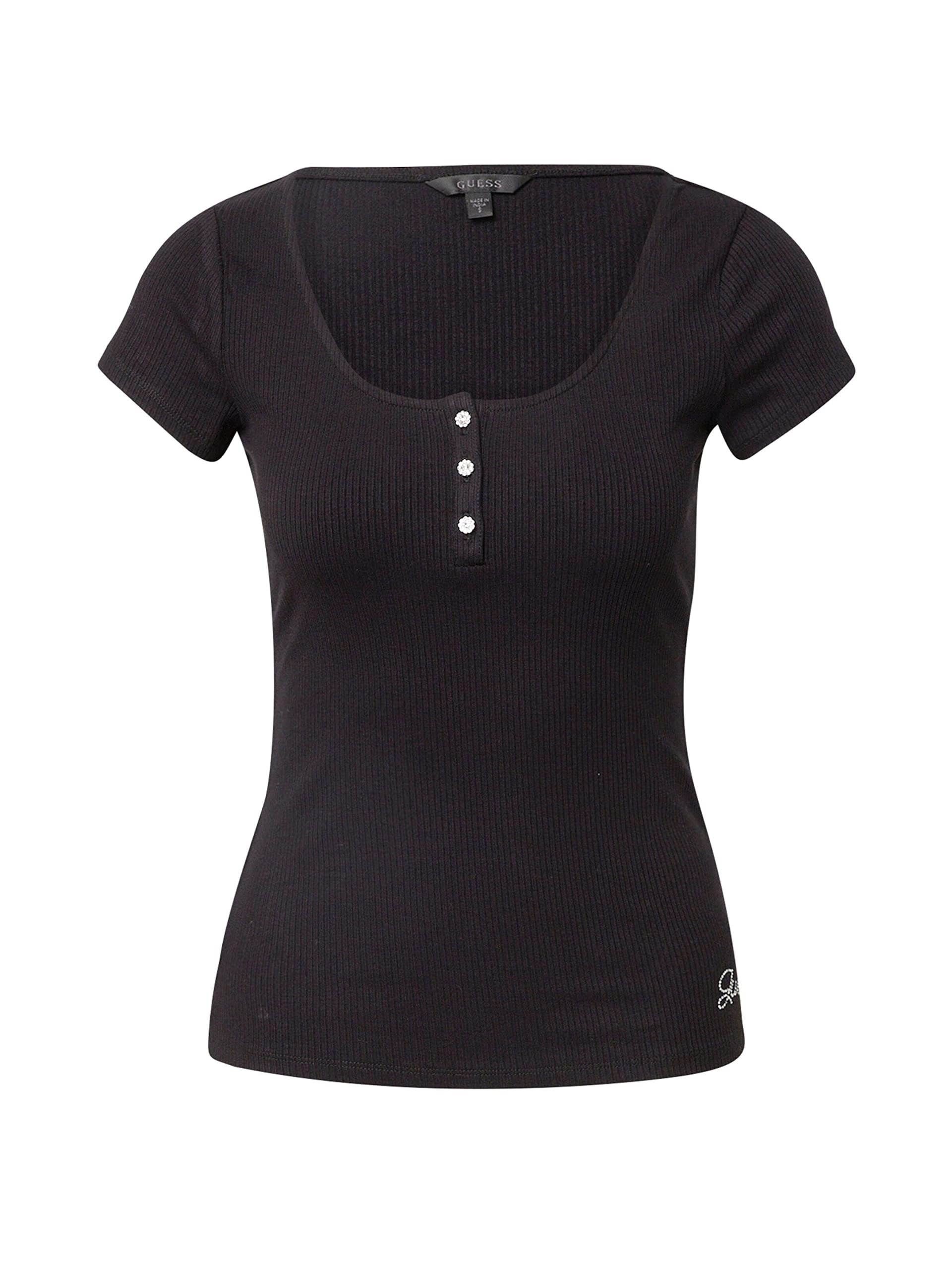 GUESS Women's Short Sleeve Karlee Jewel Henley